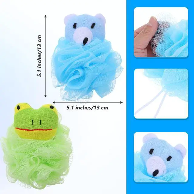 Alt view image 2 of 7 - 16 Pieces Bath Loofahs Bulk Animal Cartoon Bath Sponge Cute Pouf Mesh Body Loofah Colorful Exfoliating Scrubber Balls Shower Mesh for Adults