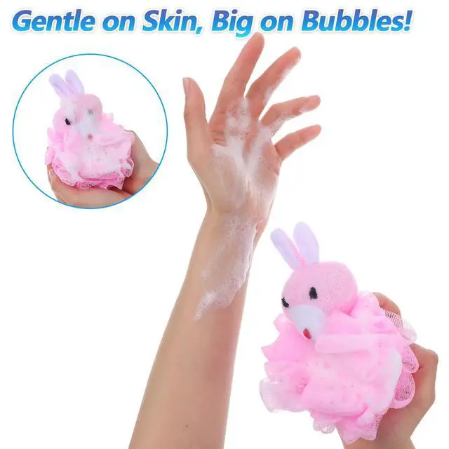 Alt view image 4 of 7 - 16 Pieces Bath Loofahs Bulk Animal Cartoon Bath Sponge Cute Pouf Mesh Body Loofah Colorful Exfoliating Scrubber Balls Shower Mesh for Adults