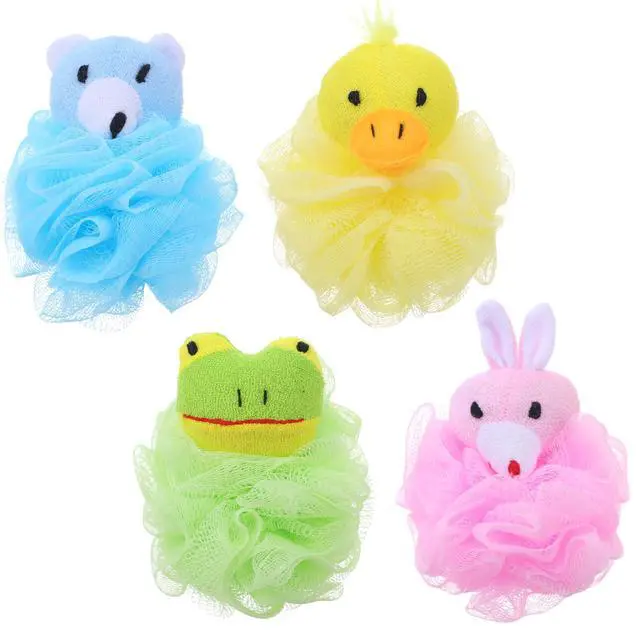 Alt view image 5 of 7 - 16 Pieces Bath Loofahs Bulk Animal Cartoon Bath Sponge Cute Pouf Mesh Body Loofah Colorful Exfoliating Scrubber Balls Shower Mesh for Adults