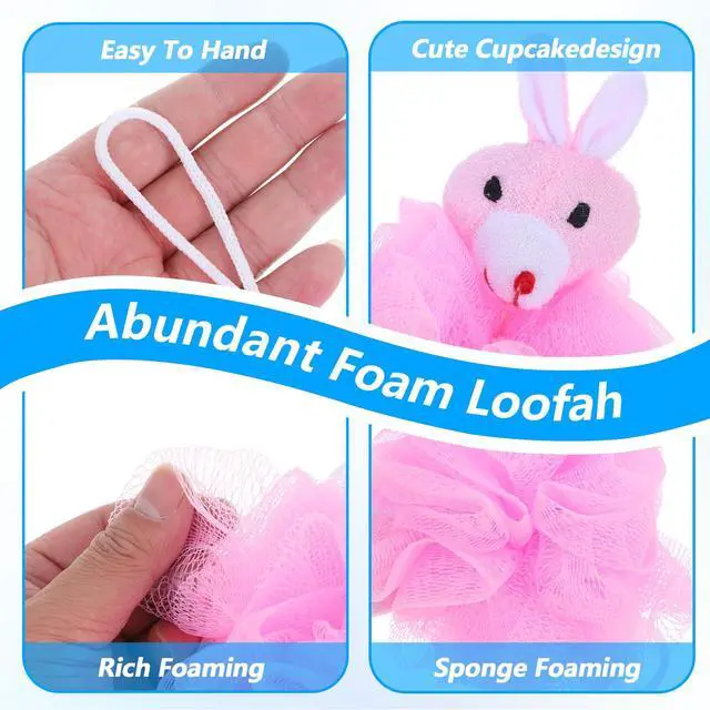 Alt view image 3 of 7 - 16 Pieces Bath Loofahs Bulk Animal Cartoon Bath Sponge Cute Pouf Mesh Body Loofah Colorful Exfoliating Scrubber Balls Shower Mesh for Adults