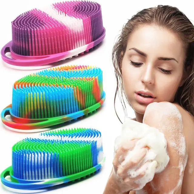 Main image of Soft Exfoliating Body Shower Scrubber - Silicone Bath Brush for Kids & Adults - 3 Pack