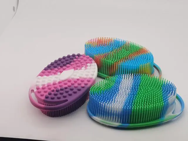 Alt view image 3 of 7 - Soft Exfoliating Body Shower Scrubber - Silicone Bath Brush for Kids & Adults - 3 Pack