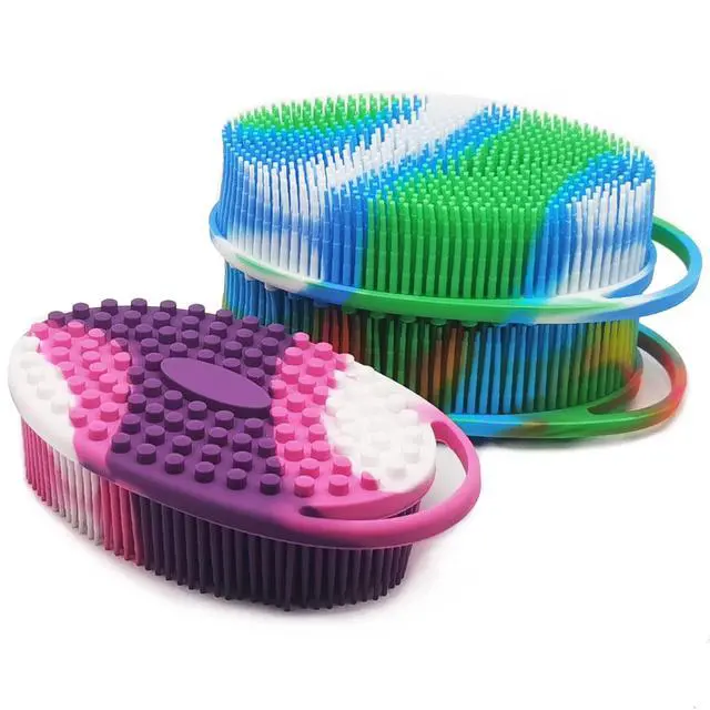 Alt view image 2 of 7 - Soft Exfoliating Body Shower Scrubber - Silicone Bath Brush for Kids & Adults - 3 Pack