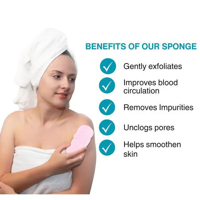 Alt view image 2 of 7 - Exfoliating Sponges (4 pcs) - Super Soft Exfoliating Bath Shower Sponge - Removes Dead Skin and Impurities from Body - Great for Adults and Children - Pink & Blue & White & Gray