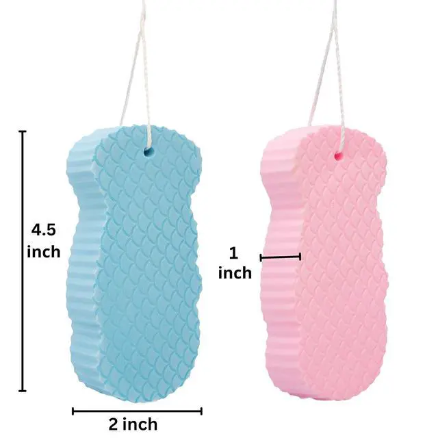 Alt view image 3 of 7 - Exfoliating Sponges (4 pcs) - Super Soft Exfoliating Bath Shower Sponge - Removes Dead Skin and Impurities from Body - Great for Adults and Children - Pink & Blue & White & Gray