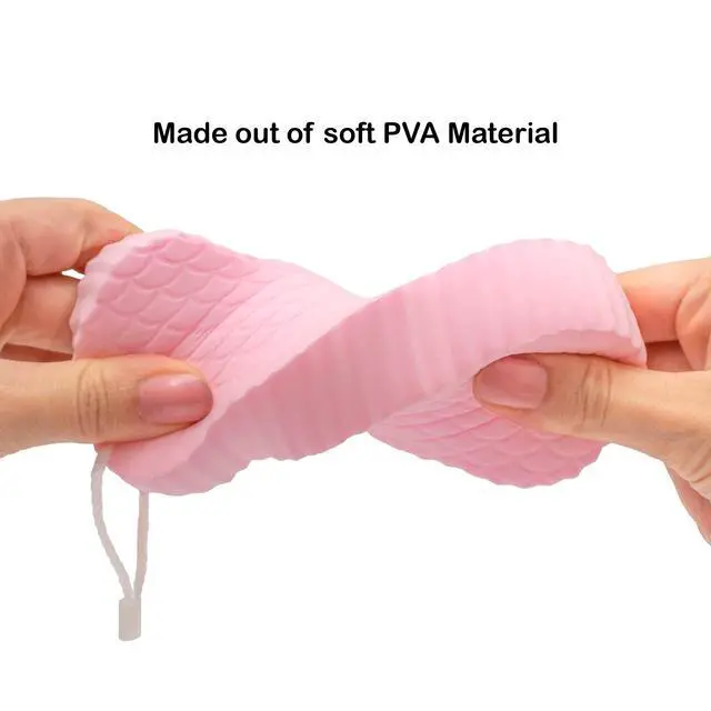 Alt view image 5 of 7 - Exfoliating Sponges (4 pcs) - Super Soft Exfoliating Bath Shower Sponge - Removes Dead Skin and Impurities from Body - Great for Adults and Children - Pink & Blue & White & Gray