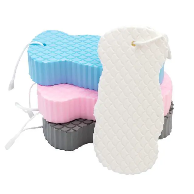 Alt view image 6 of 7 - Exfoliating Sponges (4 pcs) - Super Soft Exfoliating Bath Shower Sponge - Removes Dead Skin and Impurities from Body - Great for Adults and Children - Pink & Blue & White & Gray