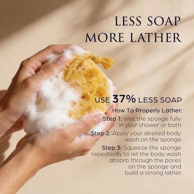 Alt view image 5 of 7 - Spongentle Loofah Sponge for Shower and Bathing, Bath Sponge with Dual Texture, Shower Pouf for Gentle and Deep Exfoliation, Large Size Body Scrubber for Men & Women, PU Foam, 37% More Lather, 2 Pack