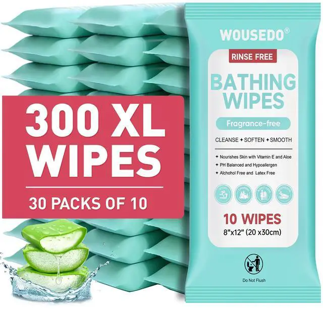 Main image of No Rinse Bathing Wipes for Adults 300 Count, Extra Thick 8 x12 Inch