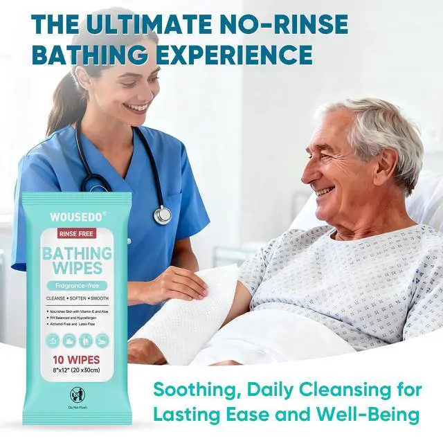 Alt view image 5 of 7 - No Rinse Bathing Wipes for Adults 100 Count, Extra Thick 8x12 Inch