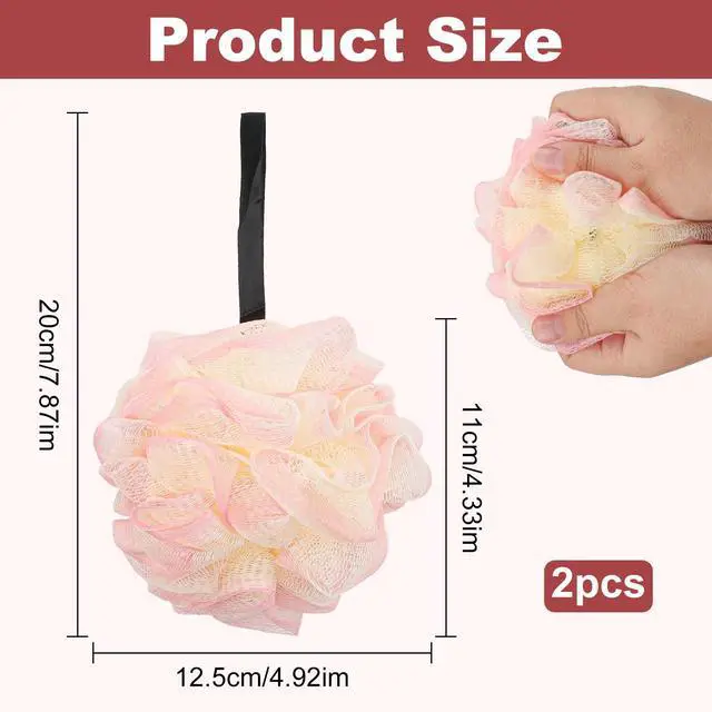 Alt view image 2 of 6 - 2 Pack Loofah Sponge Shower Loofahs - 2 Colors Bath Sponges Mesh Balls for Body Scrubber - Exfoliator Wash Back Scrubber Bathroom Men Women - Scrubbers Cleaning Bathing Accessories