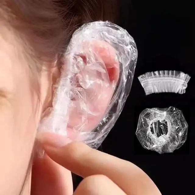 Main image of 400 Pack Disposable Waterproof Ear Covers, Little Shower Caps Hair Dye Ear Protectors for Shower, Swimming & Hair Dye - Elastic Clear Plastic Small Caps for Salon, Bathing, Travel, Adults & Daily Use