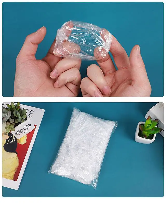 Alt view image 6 of 7 - 400 Pack Disposable Waterproof Ear Covers, Little Shower Caps Hair Dye Ear Protectors for Shower, Swimming & Hair Dye - Elastic Clear Plastic Small Caps for Salon, Bathing, Travel, Adults & Daily Use