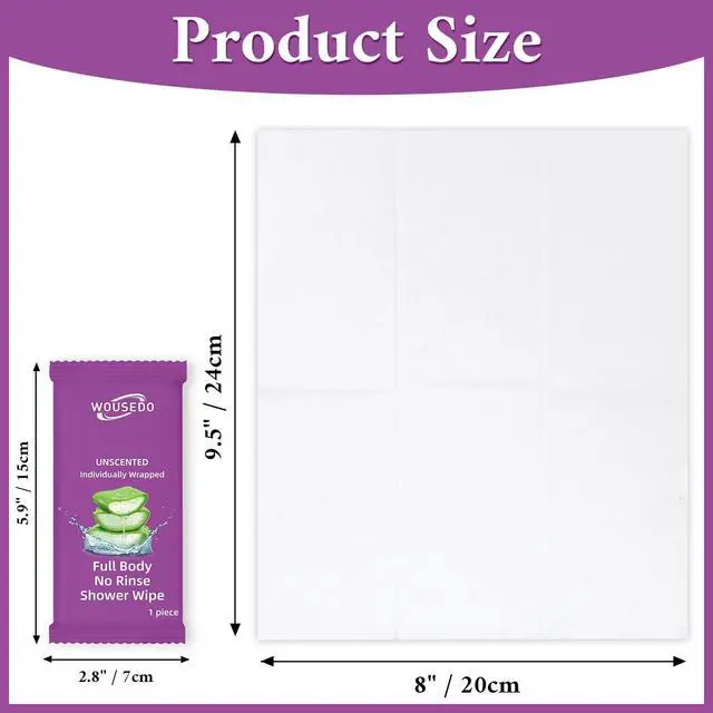 Alt view image 2 of 7 - 300 Pack Body Wipes Individually Wrapped(8" x 9.5"),Shower Wipes for Adults Bathing No Rinse,Personal Cleansing Wipes for Travel Gym,Bulk Deodorant for Homeless