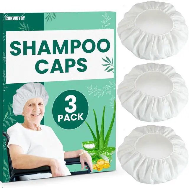 Main image of 3 Pack Shampoo Caps No Rinse Waterless Shampoo Caps Hair Wash Caps Shampoo and Condition Cap for Bedridden Patients, Elderly, Adults