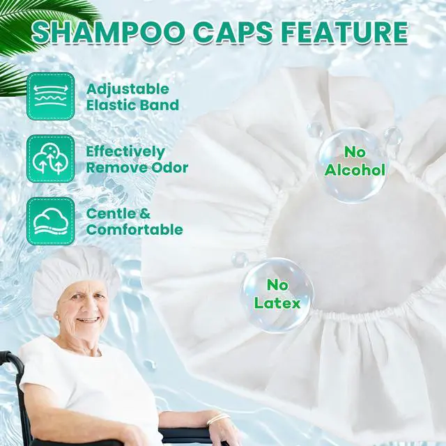 Alt view image 6 of 7 - 3 Pack Shampoo Caps No Rinse Waterless Shampoo Caps Hair Wash Caps Shampoo and Condition Cap for Bedridden Patients, Elderly, Adults