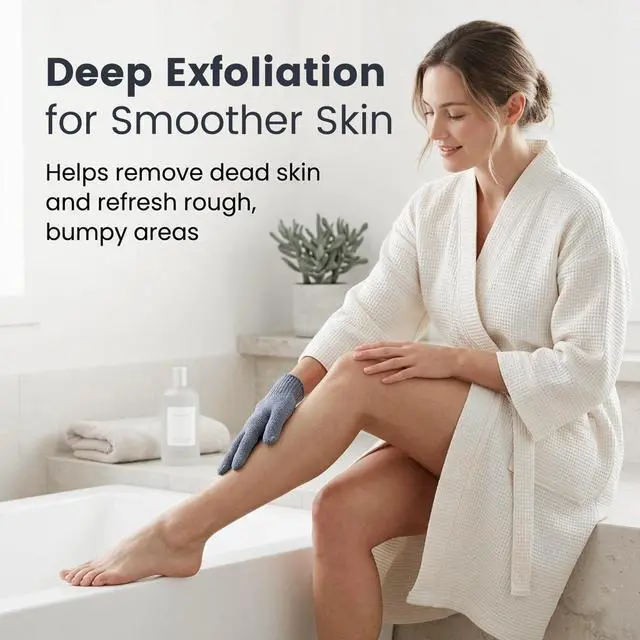 Alt view image 2 of 7 - Heavy Exfoliating Gloves 4Pcs, Exfoliating Mitt, Body Scrubber for Bath Shower Exfoliation, Body Scrub Exfoliator for Dead Skin Remover, Exfoliate Sponge Loofah Washcloth Men Women