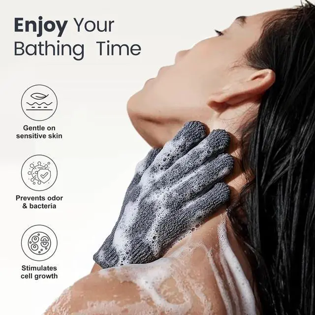 Alt view image 3 of 7 - Heavy Exfoliating Gloves 4Pcs, Exfoliating Mitt, Body Scrubber for Bath Shower Exfoliation, Body Scrub Exfoliator for Dead Skin Remover, Exfoliate Sponge Loofah Washcloth Men Women