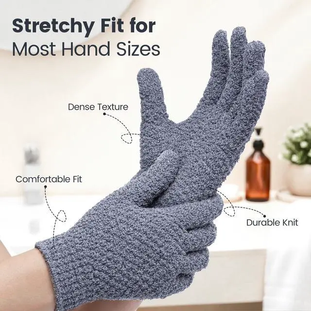 Alt view image 6 of 7 - Heavy Exfoliating Gloves 4Pcs, Exfoliating Mitt, Body Scrubber for Bath Shower Exfoliation, Body Scrub Exfoliator for Dead Skin Remover, Exfoliate Sponge Loofah Washcloth Men Women