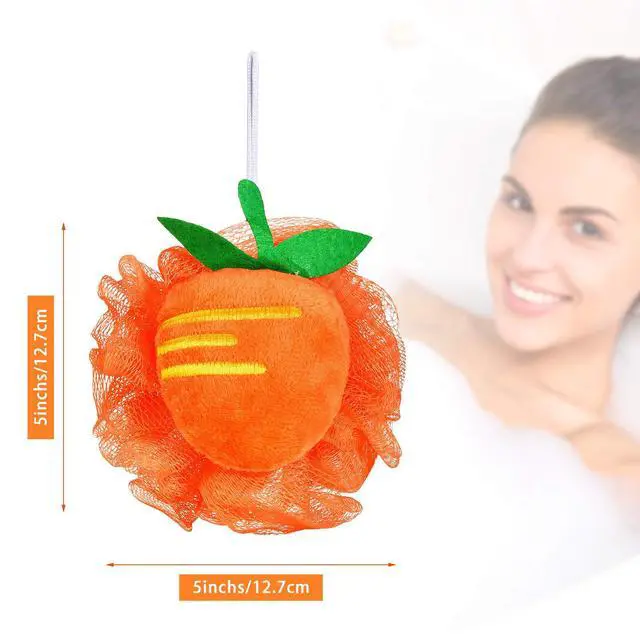 Alt view image 2 of 7 - 6 Pieces Cute Fruit Bath Shower Sponge Loofahs Mesh Pouf Shower Ball Colorful Cartoon Body Scrubber Balls Shower Mesh for Adults