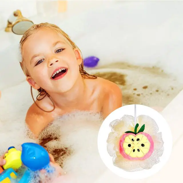 Alt view image 7 of 7 - 6 Pieces Cute Fruit Bath Shower Sponge Loofahs Mesh Pouf Shower Ball Colorful Cartoon Body Scrubber Balls Shower Mesh for Adults