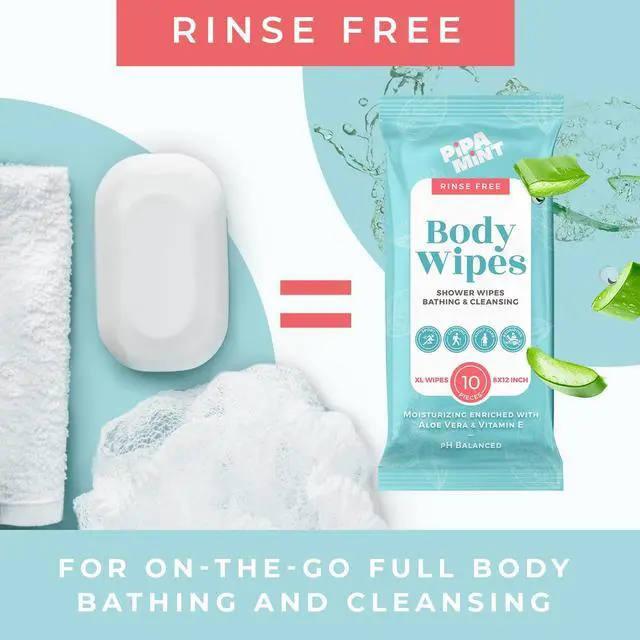 Alt view image 2 of 7 - Body Wipes XL Shower Wipes Body Wipe for Adults Bathing, Traveling, Camping, Gym, Car, Elderly, Bedridden - Disposable Washcloths for Adults No Rinse 1 Box, 5 Pack (50 ct)