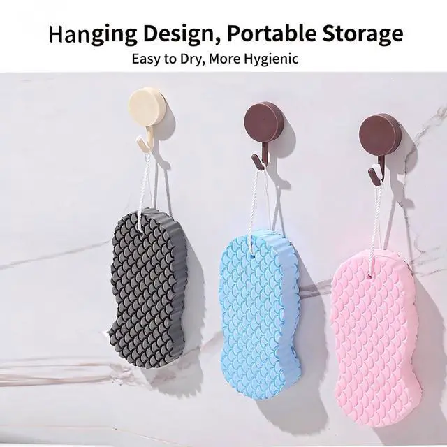 Alt view image 2 of 6 - 2Pcs Magic Body Exfoliating Bath Sponge, 3D Super Soft Exfoliating Bath Sponge, for Adults Children and Pregnant Women & Reusable(Blue+Pink)