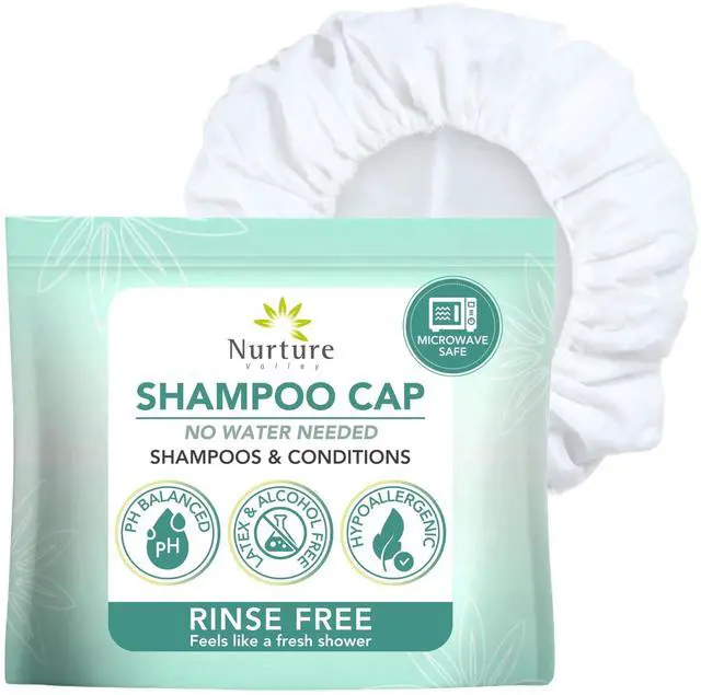 Main image of No Water Rinse Free Shampoo Cap Microwavable Hair Wash Caps Shower