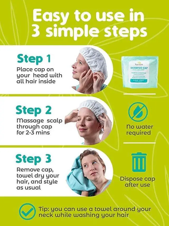Alt view image 6 of 7 - No Water Rinse Free Shampoo Cap Microwavable Hair Wash Caps Shower