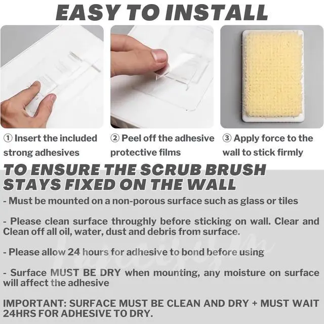 Alt view image 6 of 7 - Wall Mounted Back Scrubber, Large Exfoliating Brush with Self Adhesive Hook for Shower Bathing Scrub Brush Back Brush & Body Scrubber - Shower Accessories 7.9 x 11.9 inches