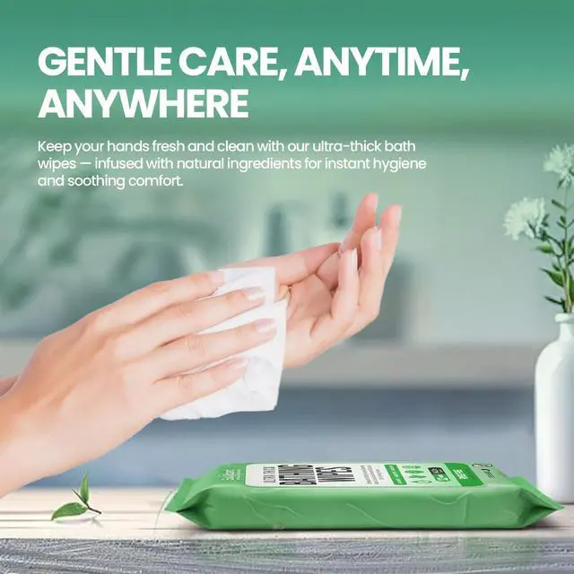 Alt view image 5 of 7 - 10 Pack, 120 XL Body Wipes for Adults Bathing No Rinse, Bathing Wipes with Aloe, Disposable Cleansing Cloths for Women Men & Elderly, Camping & Travel Essentials, Shower Wipes