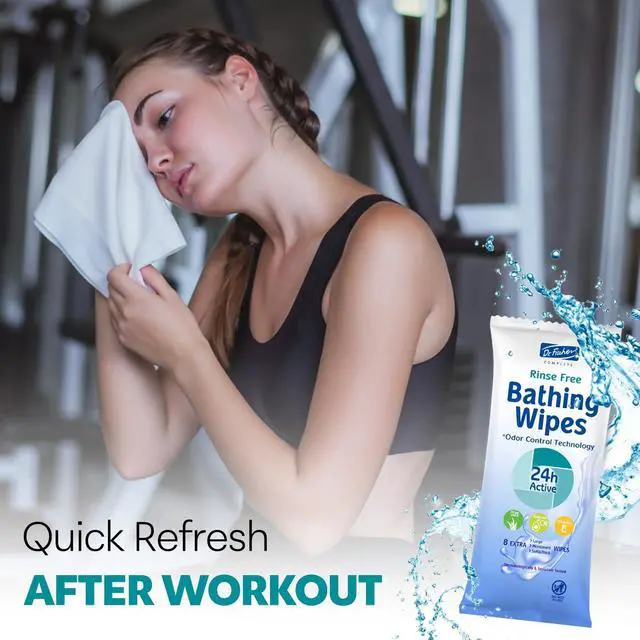 Alt view image 6 of 6 - XL Body Wipe 9" x 9" Bath Wipes for Adults No Rinse - Thick Refreshing Shower Wash Cloth with Aloe Vera for Camping, Travel, Gym, and Caregiving - Durable Disposable Bath Cloths for Quick Hygiene