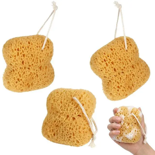 Main image of Sea Sponges for Shower, Natural Sea Sponges for Bathing, Gentle Exfoliation for Sensitive Skin, Portable Bath Accessories with Hanging Loops, Set of 3 Sponges 13.5x12.5cm