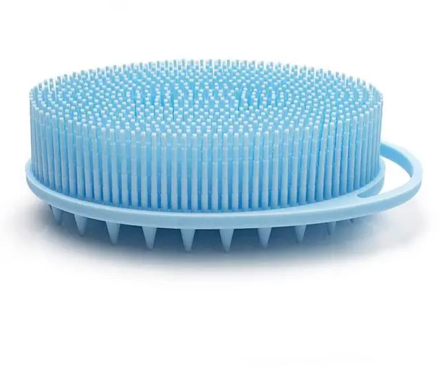 Alt view image 5 of 7 - Blue Silicone Exfoliating Body Shower Scrubber Brush - Soft for Kids & Adults, All Skin Types