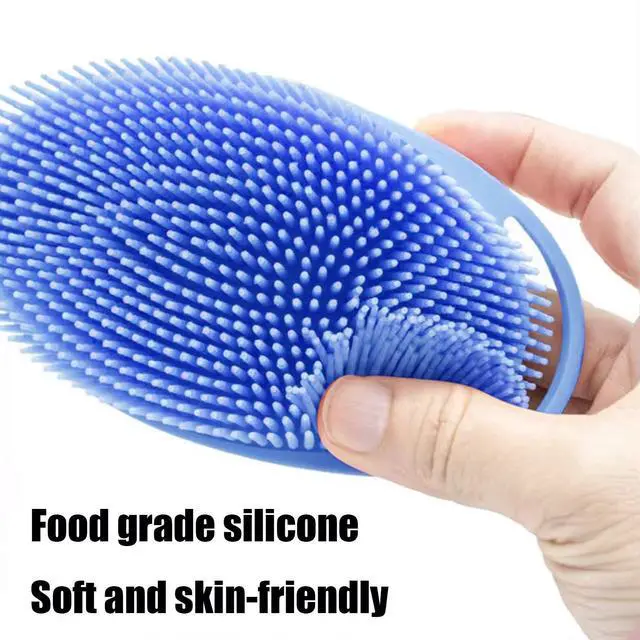 Alt view image 7 of 7 - Blue Silicone Exfoliating Body Shower Scrubber Brush - Soft for Kids & Adults, All Skin Types