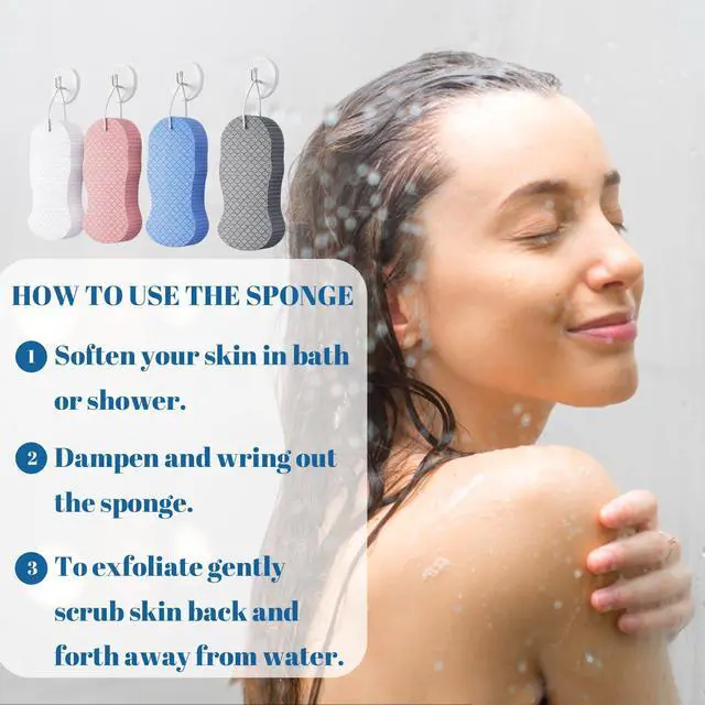 Alt view image 4 of 7 - 4Pcs Magic Exfoliating Bath Sponge, Advanced 3D Exfoliating Body Scrubber for Shower and Bath, Reusable Handheld Shower Brush Remover Dead Skin for Adults Women Men