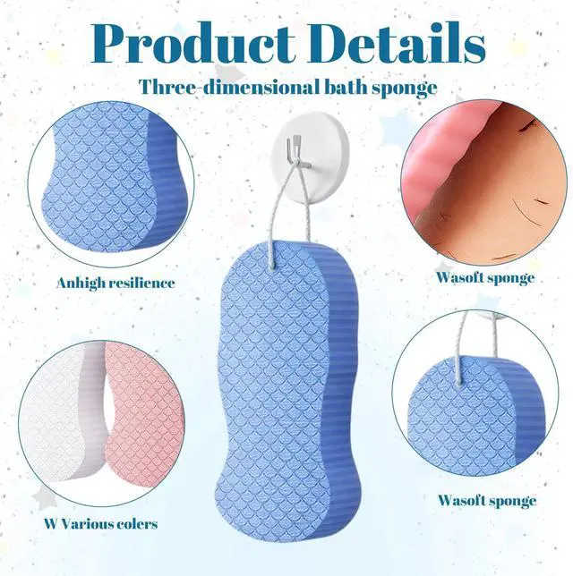 Alt view image 7 of 7 - 4Pcs Magic Exfoliating Bath Sponge, Advanced 3D Exfoliating Body Scrubber for Shower and Bath, Reusable Handheld Shower Brush Remover Dead Skin for Adults Women Men