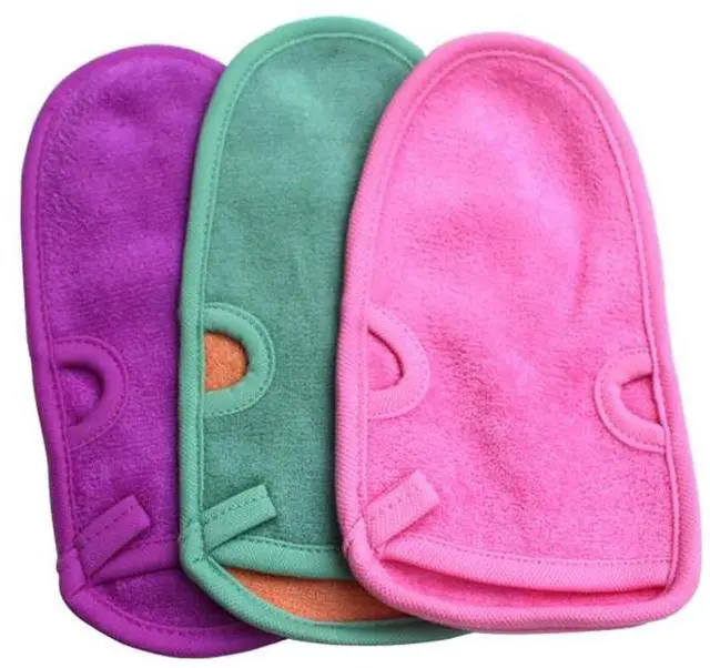 Main image of 3PCS Reusable Bathing Shower Mittens Soft Back Rubbing Gloves Exfoliating Body Wash Massage Spa Mitt for Adult and Kids Family (Color Random)