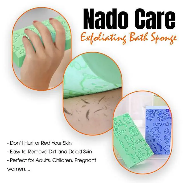 Alt view image 3 of 7 - Exfoliating Bath Sponge, Spa Scrub Exfoliating, Bath Body Shower Sponge, Dead Skin Sponge Remover for Adult, Baby, Pregnant Women, 2 pcs Random Colors
