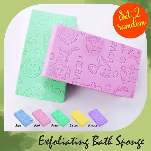 Alt view image 2 of 7 - Exfoliating Bath Sponge, Spa Scrub Exfoliating, Bath Body Shower Sponge, Dead Skin Sponge Remover for Adult, Baby, Pregnant Women, 2 pcs Random Colors
