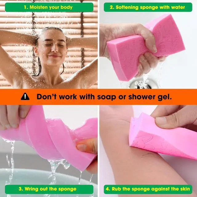 Alt view image 4 of 7 - Exfoliating Bath Sponge, Spa Scrub Exfoliating, Bath Body Shower Sponge, Dead Skin Sponge Remover for Adult, Baby, Pregnant Women, 2 pcs Random Colors