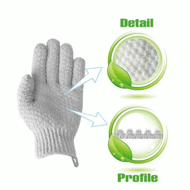 Alt view image 5 of 6 - Exfoliating Dual Texture Bath Gloves for Shower, Spa, Massage and Body Scrubs, Dead Skin Cell Remover, Gloves with Hanging Loop (2 Pairs Light)
