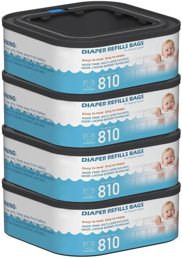 Main image of Jumbo Square Refills Disposal Bags Refill Compatible with Diaper Genie Classic, Compact, Premier and Select Pails, Hold Up to 810 Newborn-Sized Diapers Per Refill, 4 Packs