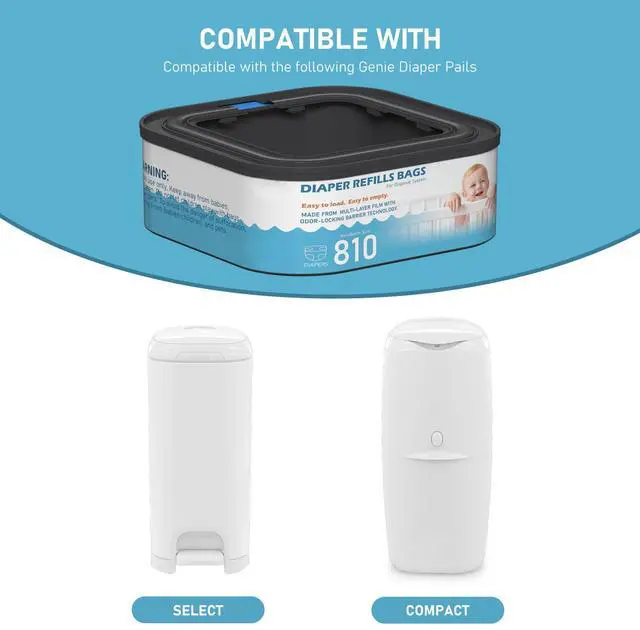 Alt view image 2 of 7 - Jumbo Square Refills Disposal Bags Refill Compatible with Diaper Genie Classic, Compact, Premier and Select Pails, Hold Up to 810 Newborn-Sized Diapers Per Refill, 4 Packs