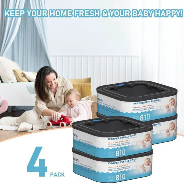 Alt view image 7 of 7 - Jumbo Square Refills Disposal Bags Refill Compatible with Diaper Genie Classic, Compact, Premier and Select Pails, Hold Up to 810 Newborn-Sized Diapers Per Refill, 4 Packs