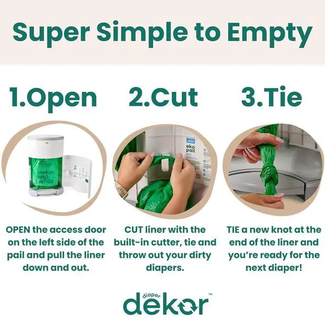 Alt view image 4 of 7 - EKO Classic Diaper Pail, White | ONLY Eco-Friendly Diaper Pail Made with 70% Recycled Materials | Hands-Free: StepDropDone | Cost-Effective Refill System