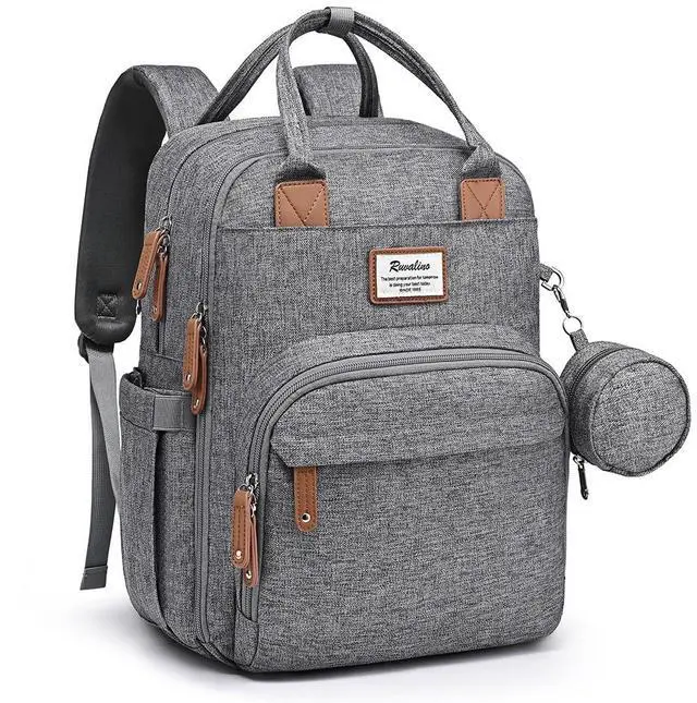 Main image of Diaper Bag Backpack-Multifunction Travel Baby Diaper Bag with Changing Pad, Insulated Bottle Holders & Pacifier Case, Large Capacity, Waterproof, Gray