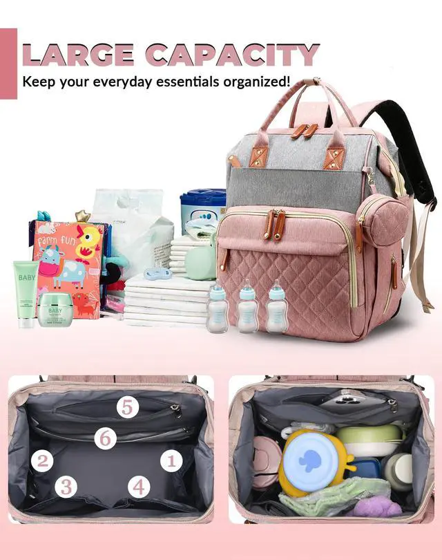 Alt view image 5 of 7 - Diaper Bag Backpack with Changing Station, Waterproof Large Capacity, Baby Bag for Mom & Dad, 18 Pockets+USB Port, Foldable Changing Pad, Travel Backpack for Newborn Essentials, Baby Gift