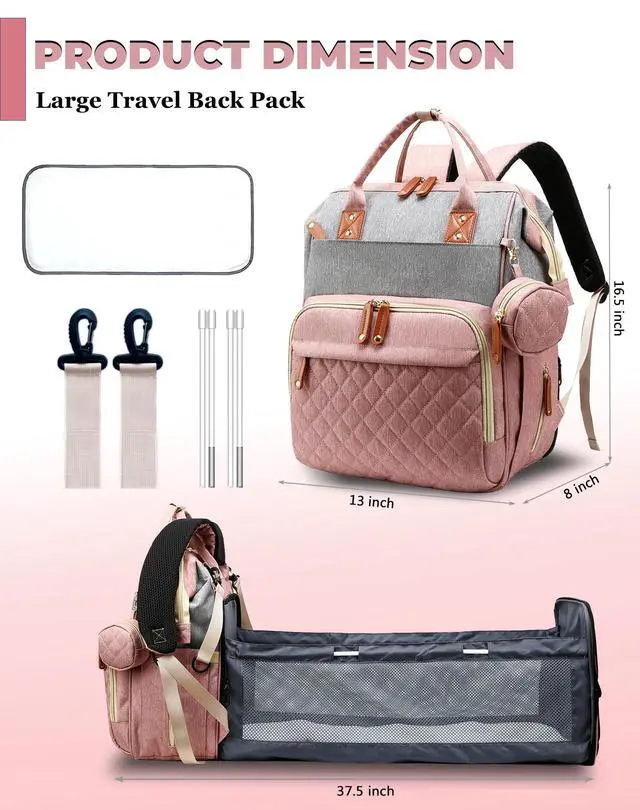 Alt view image 4 of 7 - Diaper Bag Backpack with Changing Station, Waterproof Large Capacity, Baby Bag for Mom & Dad, 18 Pockets+USB Port, Foldable Changing Pad, Travel Backpack for Newborn Essentials, Baby Gift