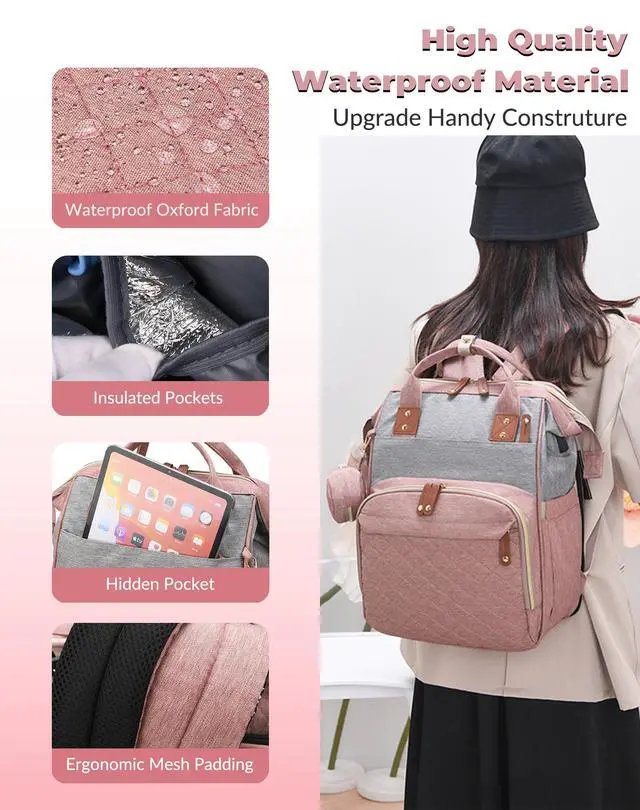 Alt view image 6 of 7 - Diaper Bag Backpack with Changing Station, Waterproof Large Capacity, Baby Bag for Mom & Dad, 18 Pockets+USB Port, Foldable Changing Pad, Travel Backpack for Newborn Essentials, Baby Gift